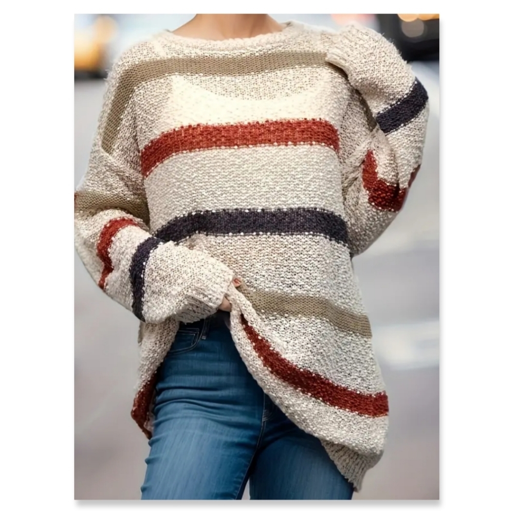 NWT CREAM STRIPE CHUNKY SWEATER